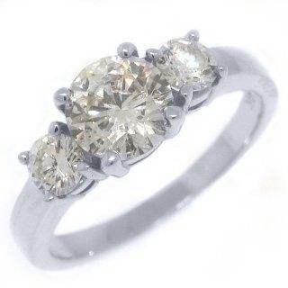 14k White Gold Round Past Present Future 3 Stone Diamond Ring 1.81 Carats: TheJewelryMaster: Jewelry