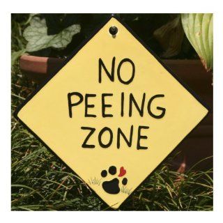 Ceramic Yard Sign For Dogs and Dog Owners, No Peeing Sign written on yellow (click here to see other choices) : Clean Up After Your Dog Sign : Patio, Lawn & Garden