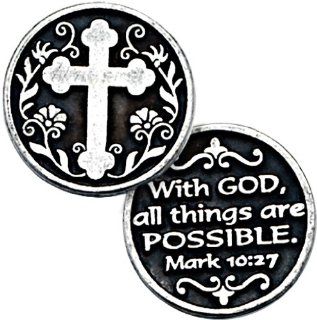 With God All Things Are Possible Pewter Pocket Token : Collectible Coins : Everything Else
