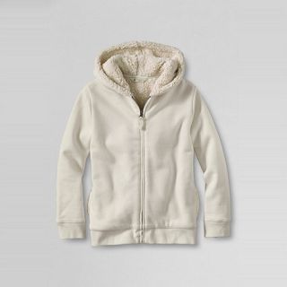 Lands End White girls sherpa lined zip front hoodie