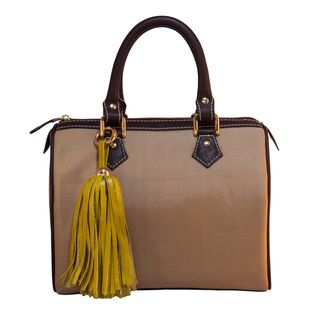 Claudia G. 'Alessa Petite' Golden Structured Leather and Canvas Tote Claudia G. Satchels