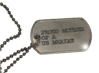 PROUD MOTHER OF A US MARINE   Inspirational Dog Tag Necklace Jewelry