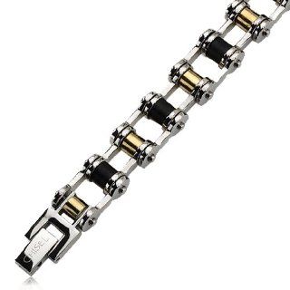 Stainless Steel, 24 Karat Plated and Black Rubber Brace: Jewelry Products: Jewelry