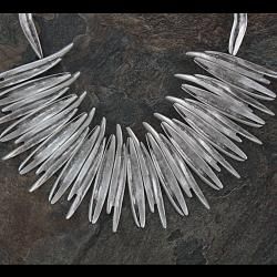Silverplated Pewter Long Chips Necklace (Turkey) Necklaces