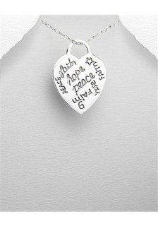 Message Pendant Necklace In 92.5 Sterling Silver: Earring Necklace And Ring Sets: Jewelry