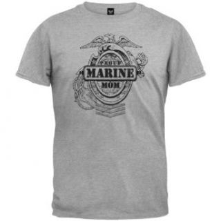 Us Marines   Mens Proud Mom T shirt X large Grey: Clothing