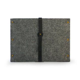 Lavievert Handmade Gray Felt Case Bag Sleeve Pouch with Real Leather Strap and Metal Button and 6 Metal Nails for Apple iPad 1 2 3 4: Computers & Accessories