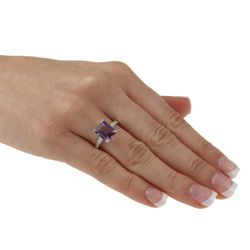 Viducci 10k White Gold Amethyst and Diamond Ring Viducci Gemstone Rings