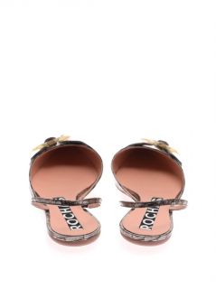 Metallic stamped leather point toe flats  Rochas  MATCHESFAS