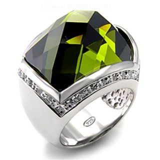 Jewelry   Sterling Silver Olivine CZ Cocktail Ring SZ 5: Jewelry