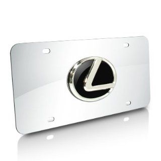 Lexus 3D Black Infill Logo Chrome Steel License Plate: Automotive