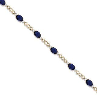 Diamond and Blue Sapphire Bracelet 14k Yellow Gold (5.02ct): Link Bracelets: Jewelry