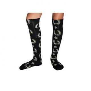 Black with Cream Horseshoes & Nautical Stars Over The Knee Socks: Clothing