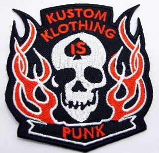 Skull Rockabilly Tattoo Punk Kustom Klothing Embroidered Sew on or Iron on Patch 