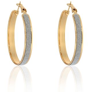 Dolce Giavonna Small Goldtone Glitter Hoop Earrings Dolce Giavonna Fashion Earrings
