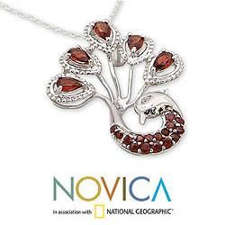 Sterling Silver 'Joy of India' Garnet Necklace (India) Novica Necklaces