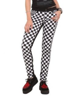 Royal Bones Checkered Split Skinny Jeans Size : 1 at  Womens Clothing store: