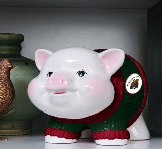 10" NHL Minnesota Wild Hockey Ceramic Piggy Bank   Sports Related Merchandise