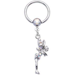 Aurora Gem Fairy Dangle Captive Ring: Jewelry