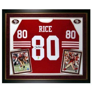 Jerry Rice Framed Autographed Deluxe Red Custom Jersey : Sports Related Collectibles : Sports & Outdoors