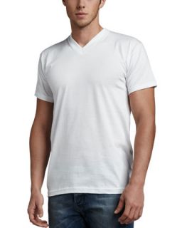 Mens V Neck Tees, Three Pack   White (LARGE)