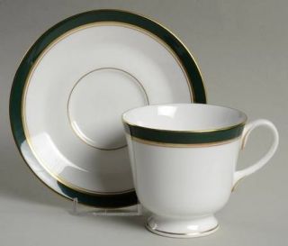 Royal Worcester Howard Leather Green Flat Cup & Saucer Set, Fine China Dinnerwar