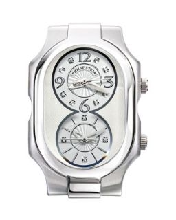 Large Signature Double Dial Watch Head, Stainless Steel