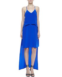 Womens Byrne Tiered High Low Dress   Cusp by Neiman Marcus   Blue (LARGE)