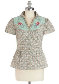 Lash Before My Eyes Top in Bows  Mod Retro Vintage Short Sleeve Shirts