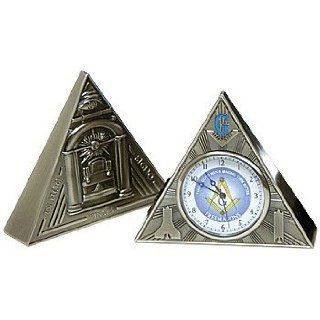 Masonic In Hoc Signo Vinces Desk Clock: All Seeing Eye Triangular Timepiece   Masonic Gifts