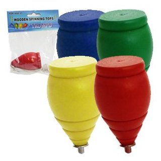 CLASSIC TROMPO WOODEN wood SPINNING TOP SIZE 3"   1 unit per purchase color sent at random: Toys & Games