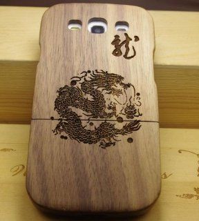 ElecBank Chinese Dragon Pattern Natural Wood Wooden Hard Shall Cover Case + Film for Samsung i9300 Galaxy S3 III: Cell Phones & Accessories