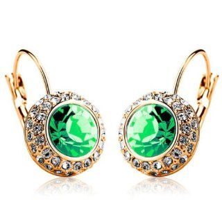 zacoo Gold+Green 1 Pair Fashion Women's Shining Big Rhinestones Crystal Cute Earrings Ear Studs Wholesale FJ0494 8: Jewelry