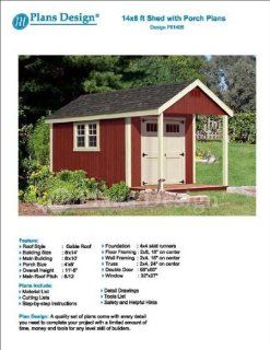 14' x 8' Cabin Loft Utility Shed with Porch Plans / Plueprint   Design #P61408   Woodworking Project Plans  