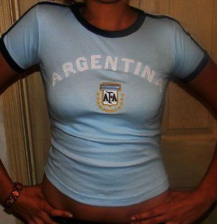 2010 WORLD CUP TEENS, GIRLS, CHILDREN & LADIES ARGENTINA SOCCER JERSEY TSHIRT SIZE LARGE (RUNS SMALL  GREAT FOR SIZE MEDIUM)   100% COTTON YOUTH SIZE   DESIGNS MAY VARY SLIGHTLY : Sports Fan Soccer Jerseys : Sports & Outdoors