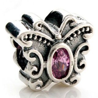 Soufeel October Birthstone Butterfly Sterling Silver Charms Fit Pandora Bracelets: Jewelry