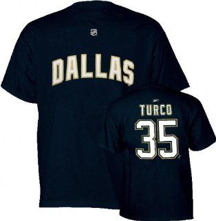 Marty Turco Black Reebok Name and Number Dallas Stars T Shirt : Outerwear Jackets : Sports & Outdoors