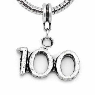 " Number 100 Charm " Dangle Bead Pandora Troll Chamilia Compatible: Jewelry