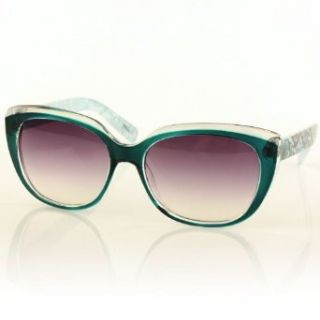 UV Python Animal Print Slightly Cat Frames Smoke Lens Sunglasses Teal Turquoise: Clothing