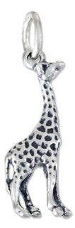 Sterling Silver Three Dimensional Giraffe Charm: Italian Style Single Charms: Jewelry