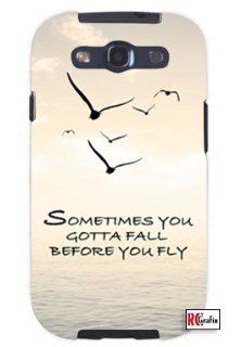 Sometimes You Gotta Fall Before You Fly Hipster Quote Unique Quality Hard Snap On Case for Samsung Galaxy S4 I9500   White Case: Cell Phones & Accessories
