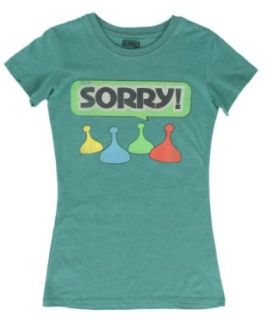 Sorry! Board Game Logo Heather Green Juniors T Shirt Tee (X Large): Clothing