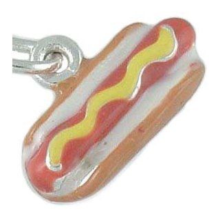 Sterling Silver and Enamel 3D Hotdog Frank Hot Dog Charm: Jewelry