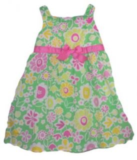 Okie Dokie Baby Girls Spring Flower Dress   Light Green / Multi, Size: 4t: Clothing