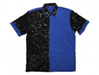 Thai Seidenhemd von Il Padrino Moda Black/Blue Mod61  Hawaii Hemd, Grsse:M: Bekleidung