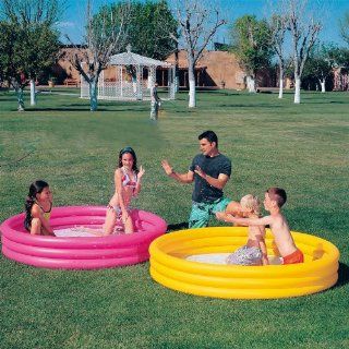 Bestway 51024   Pool 3 Ring uni, pink/gelb, ca. 102 x 25 cm: Spielzeug