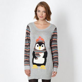 H! by Henry Holland Designer grey skiing penguin jumper dress