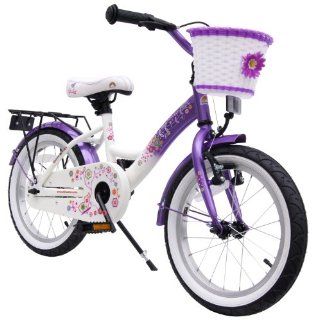 bike*star 40.6cm (16 Zoll) Kinder Fahrrad   Farbe Lila & Wei: Sport & Freizeit