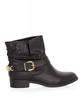 Wide Fit Black Bike Chain Trim Ankle Boots