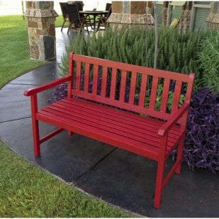 Highland 4 Wood Patio Bench   Distressed Red